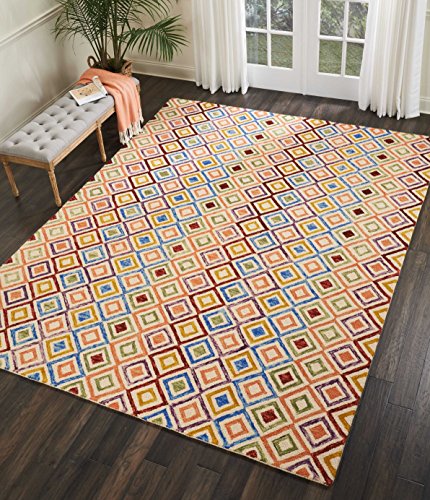 Nourison Vivid Tribal Ivory 4' x 6' Area -Rug, Easy -Cleaning, Non Shedding, Bed Room, Living Room, Dining Room, Kitchen (4x6)