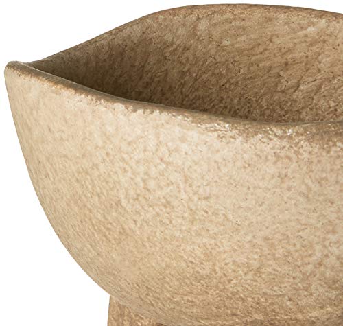 Creative Co-Op Boho Terracotta Footed Planter, Distressed Cream