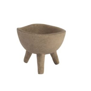 Creative Co-Op Boho Terracotta Footed Planter, Distressed Cream