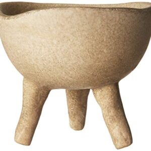 Creative Co-Op Boho Terracotta Footed Planter, Distressed Cream