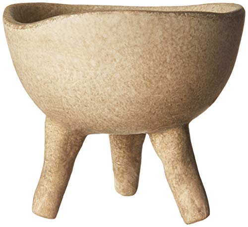 Creative Co-Op Boho Terracotta Footed Planter, Distressed Cream