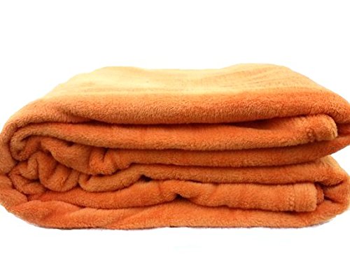 EMPIRE Coral Fleece Super Soft Solid Throw Blankets (Queen, Orange)