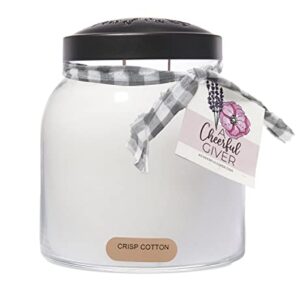 A Cheerful Giver - Crisp Cotton Papa Scented Glass Jar Candle (34oz) with Lid & True to Life Fragrance Made in USA