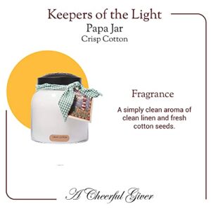 A Cheerful Giver - Crisp Cotton Papa Scented Glass Jar Candle (34oz) with Lid & True to Life Fragrance Made in USA