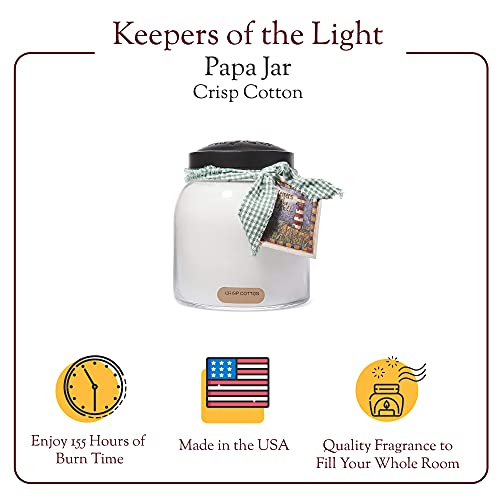 A Cheerful Giver - Crisp Cotton Papa Scented Glass Jar Candle (34oz) with Lid & True to Life Fragrance Made in USA