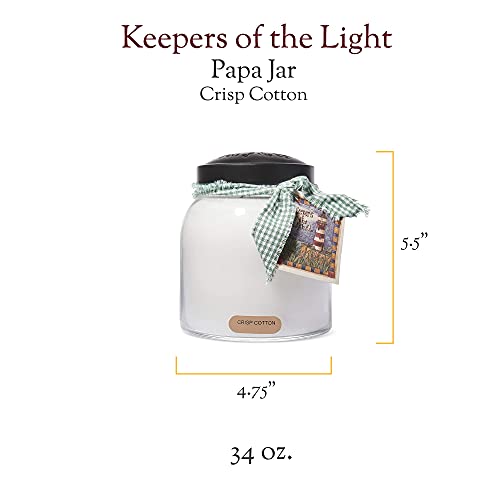 A Cheerful Giver - Crisp Cotton Papa Scented Glass Jar Candle (34oz) with Lid & True to Life Fragrance Made in USA