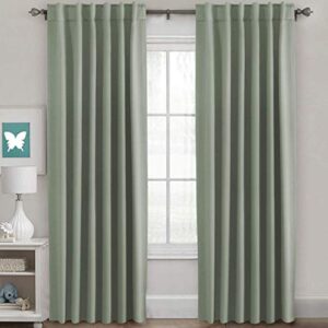 h.versailtex blackout curtains thermal insulated window treatment panels room darkening blackout drapes for living room back tab/rod pocket bedroom draperies, 52 x 84 inch, light sage, 2 panels