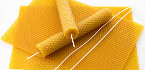 100% Pure Beeswax Handmade Taper Candles (Honey Yellow) - 8 Inch Smokeless Dripless Pair - Natural Subtle Honey Smell - Elegant Honeycomb Design (2 pack)