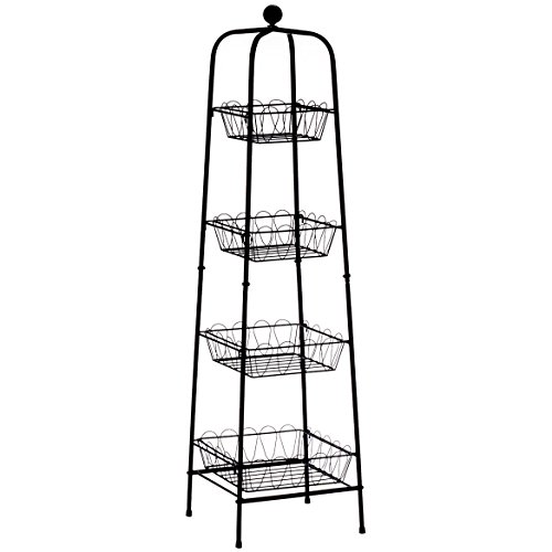 Fox Valley Traders 4-Tier Metal Basket Stand for Storage and Organization, One Size Fits All