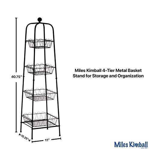 Fox Valley Traders 4-Tier Metal Basket Stand for Storage and Organization, One Size Fits All