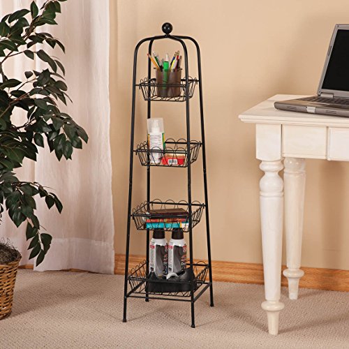 Fox Valley Traders 4-Tier Metal Basket Stand for Storage and Organization, One Size Fits All