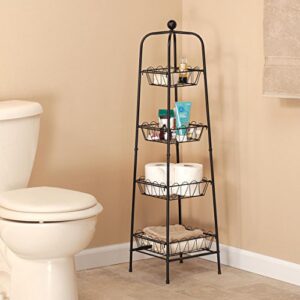 Fox Valley Traders 4-Tier Metal Basket Stand for Storage and Organization, One Size Fits All