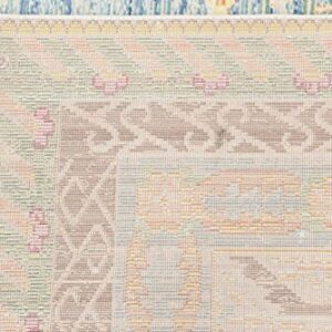 Unique Loom Austin Collection Traditional Border, Floral, Vintage Area Rug, 8' 0" x 10' 0", Blue/Green