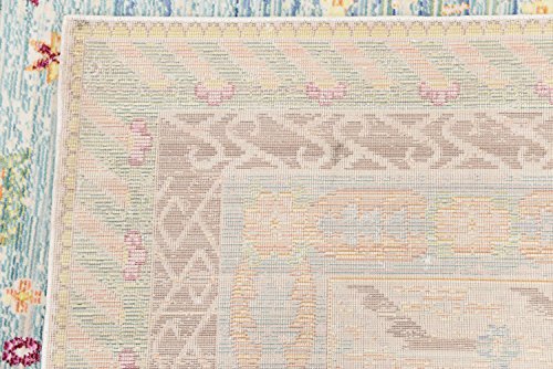 Unique Loom Austin Collection Traditional Border, Floral, Vintage Area Rug, 8' 0" x 10' 0", Blue/Green