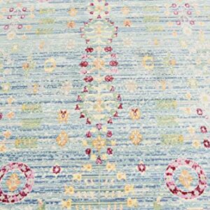 Unique Loom Austin Collection Traditional Border, Floral, Vintage Area Rug, 8' 0" x 10' 0", Blue/Green