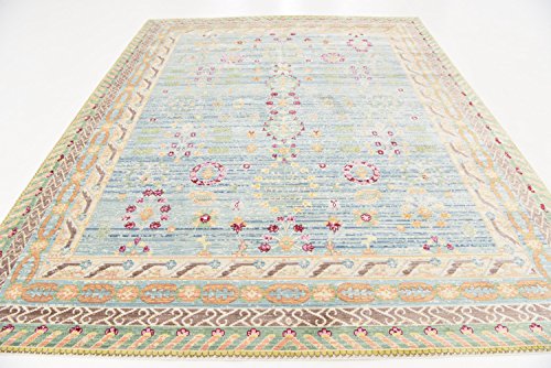 Unique Loom Austin Collection Traditional Border, Floral, Vintage Area Rug, 8' 0" x 10' 0", Blue/Green