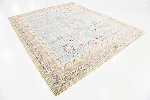 Unique Loom Austin Collection Traditional Border, Floral, Vintage Area Rug, 8' 0" x 10' 0", Blue/Green