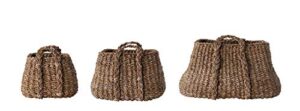 creative co-op brown natural seagrass handles (set of 3 sizes) baskets
