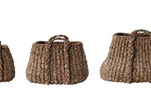 Creative Co-Op Brown Natural Seagrass Handles (Set of 3 Sizes) Baskets
