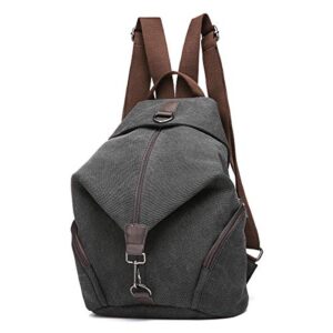 JOSEKO School Backpack Women, Casual Vintage Canvas Women Backpack Purse Ladies Large Capacity Travel Bag Black 10.63'' x15.35''x6.29''
