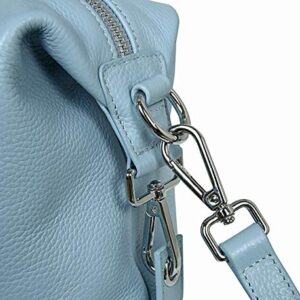 Heshe Genuine Leather Shoulder Bag Womens Tote Top Handle Handbags Cross Body Bags for Office Lady (Light Blue)