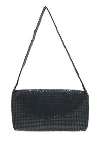 frewahmesh womens evening clutch metal mesh purse handbag with short shoulder strap for cocktail party prom wedding (black)