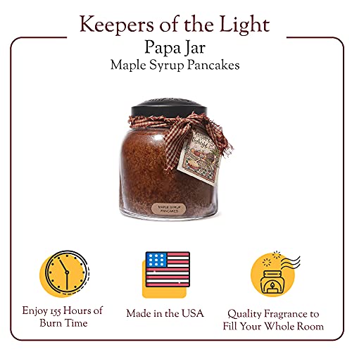 A Cheerful Giver - Maple Syrup Pancakes - 34oz Papa Scented Candle Jar with Lid - Keepers of the Light - 155 Hours of Burn Time, Gift for Women, Brown