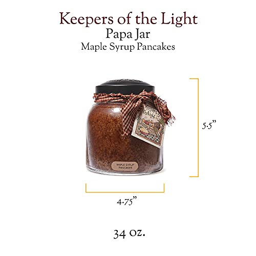 A Cheerful Giver - Maple Syrup Pancakes - 34oz Papa Scented Candle Jar with Lid - Keepers of the Light - 155 Hours of Burn Time, Gift for Women, Brown