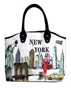 new york souvenir gift statue of liberty large tote shoulder bag (lady-fuchsia)