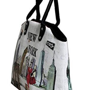 New York Souvenir Gift Statue of Liberty Large Tote Shoulder Bag (Lady-Fuchsia)