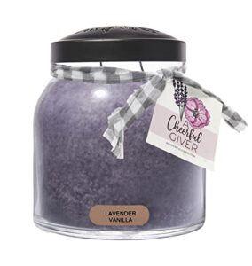 a cheerful giver — lavender vanilla – 34oz papa scented candle jar with lid – keepers of the light – 155 hours of burn time, gift candle, violet