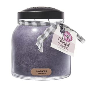 A Cheerful Giver — Lavender Vanilla - 34oz Papa Scented Candle Jar with Lid - Keepers of the Light - 155 Hours of Burn Time, Gift Candle, Violet