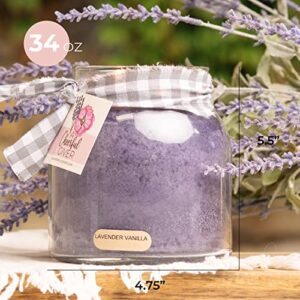 A Cheerful Giver — Lavender Vanilla - 34oz Papa Scented Candle Jar with Lid - Keepers of the Light - 155 Hours of Burn Time, Gift Candle, Violet