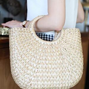 Woven Straw Bags, Summer Beach Tote Bag for Women, Straw Top-handle Handbag