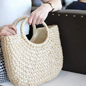 Woven Straw Bags, Summer Beach Tote Bag for Women, Straw Top-handle Handbag