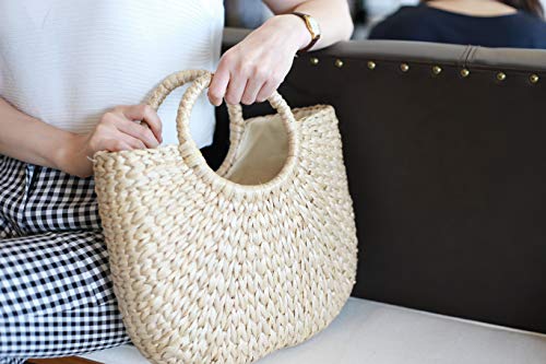 Woven Straw Bags, Summer Beach Tote Bag for Women, Straw Top-handle Handbag