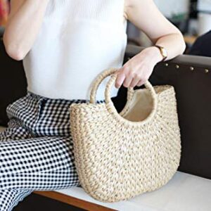 Woven Straw Bags, Summer Beach Tote Bag for Women, Straw Top-handle Handbag