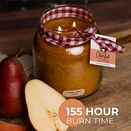 A Cheerful Giver — Honey Pear Cider - 34oz Papa Scented Candle Jar with Lid - Keepers of the Light - 155 Hours of Burn Time, Gift for Women, Orange