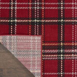 Nourison Grafix Red 5'3" x 7'3" Area -Rug, Modern, Plaid, Bed Room, Living Room, Dining Room, Kitchen, Easy -Cleaning, Non Shedding, (5' x 7')