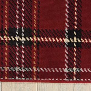 Nourison Grafix Red 5'3" x 7'3" Area -Rug, Modern, Plaid, Bed Room, Living Room, Dining Room, Kitchen, Easy -Cleaning, Non Shedding, (5' x 7')