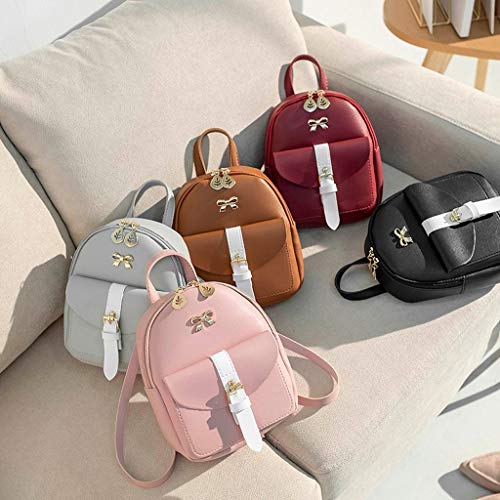 Sonnena Girls Bowknot Cute Leather Backpack Mini Backpack Purse for Women Shoulders Messenger Bags Black