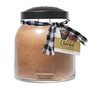 A Cheerful Giver — Gigi's Cinnamon Raisin Bread - 34oz Papa Scented Candle Jar with Lid - Keepers of the Light - 155 Hours of Burn Time, Gift for Women, Brown