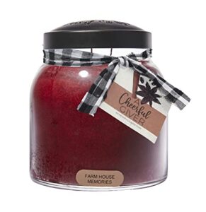 a cheerful giver — farm house memories – 34oz papa scented candle jar with lid – keepers of the light – 155 hours of burn time, gift for women, red