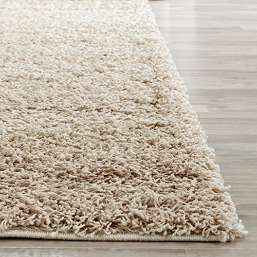 SAFAVIEH Athens Shag Collection 9' x 12' Beige SGA119G Non-Shedding Living Room Bedroom Dining Room Entryway Plush 1.5-inch Thick Area Rug