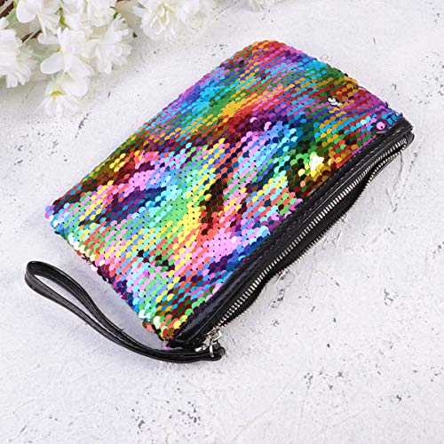 FENICAL Clutch Purse Sequin Wristlet Bag Flippy Handbag Small Evening Phone Purse for Women Girls Ladies (Colorful)