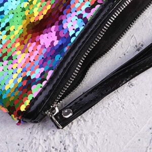 FENICAL Clutch Purse Sequin Wristlet Bag Flippy Handbag Small Evening Phone Purse for Women Girls Ladies (Colorful)