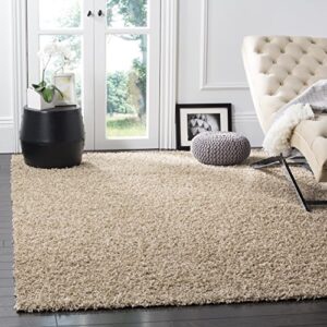 safavieh athens shag collection 3′ x 5′ beige sga119g non-shedding living room bedroom dining room entryway plush 1.5-inch thick area rug