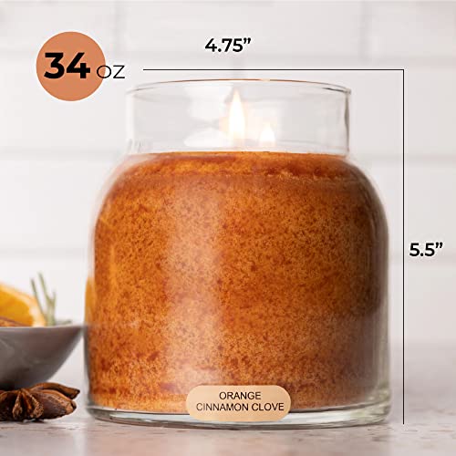 A Cheerful Giver — Orange Cinnamon Clove - 34oz Papa Scented Candle Jar with Lid - Keepers of the Light - 155 Hours of Burn Time, Gift for Women, Orange