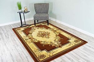 planetrugs glamour design 206 3d hand carved traditional rug oriental floral 7’9”x10’8” brown chocolate