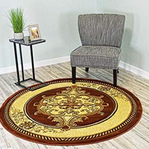 PlanetRugs Glamour Design 206 3D Hand Carved Traditional Rug Oriental Floral 7'9''x10'8'' Brown Chocolate